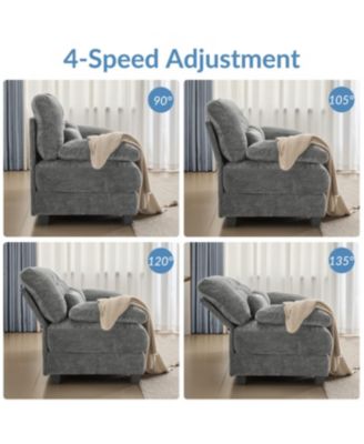 93" 3+1 Seater Sofa w/ Ottoman, Adjustable Backrest, 350lb/Seat, Chenille