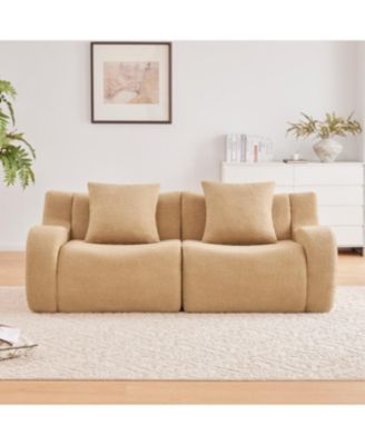 Soft Teddy Fabric Boneless Sofa, No Assembly, Anti-Slip, Camel