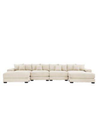 Oversized Cloud Modular U-Shape Sectional Couch with Ottoman, Cream