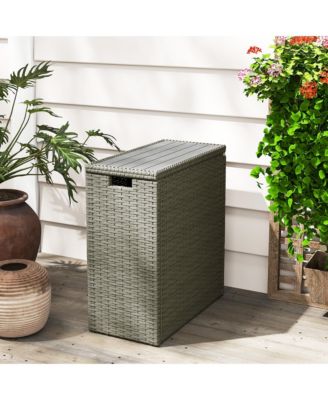 17 Gallon Wicker Deck Box, Small Outdoor Storage Box