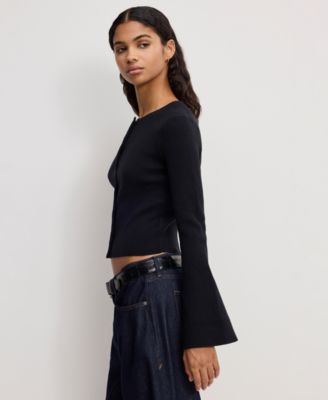 Women's Bell Sleeve Knit Cardigan Sweater, Regular & Plus Size