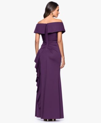 Petite Off-The-Shoulder Ruffle Detail Gown