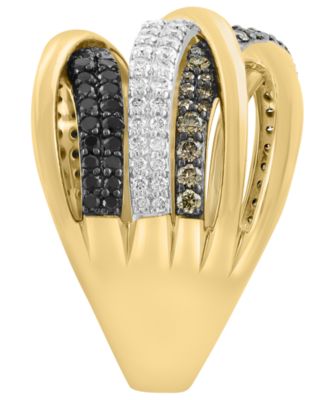 White, Brown, & Black Diamond Ring (1-1/10 ct. t.w.) in 14k Yellow Gold