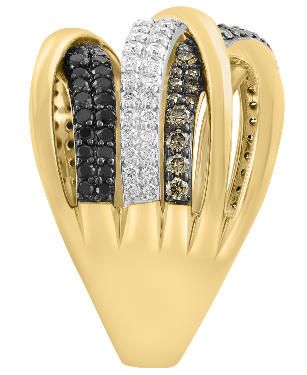 Effy Collection White, Brown, & Black Diamond Ring (1-1/10 ct. t.w.) in 14k Yellow Gold