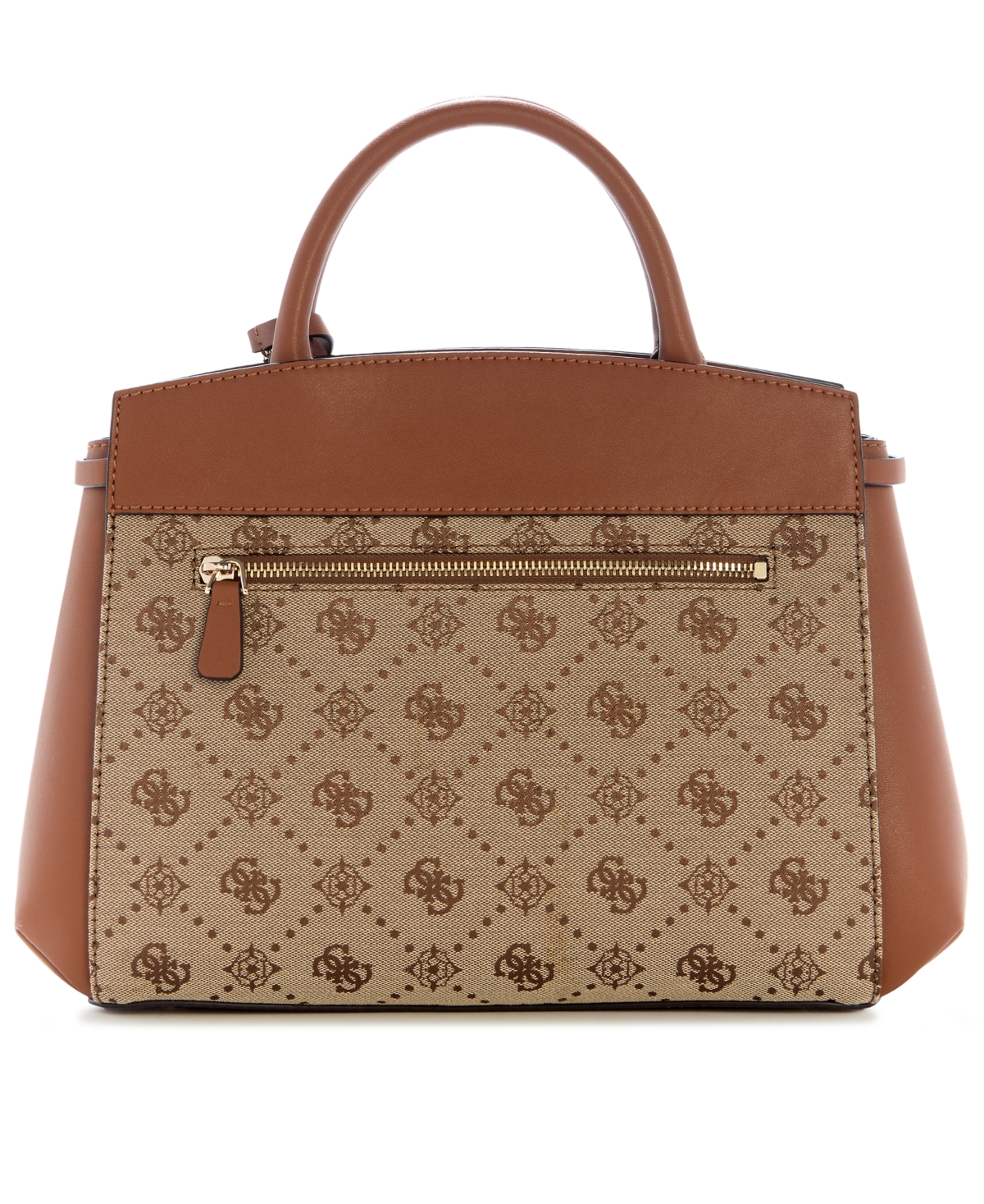 Guess Melinda Logo Medium Tri Comp Satchel Bag In Brown