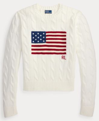 Women's Flag Cable-Knit Cropped Sweater
