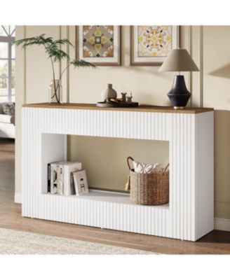 Modern Console Table, 55-Inch Wood Entryway Table with Storage, White
