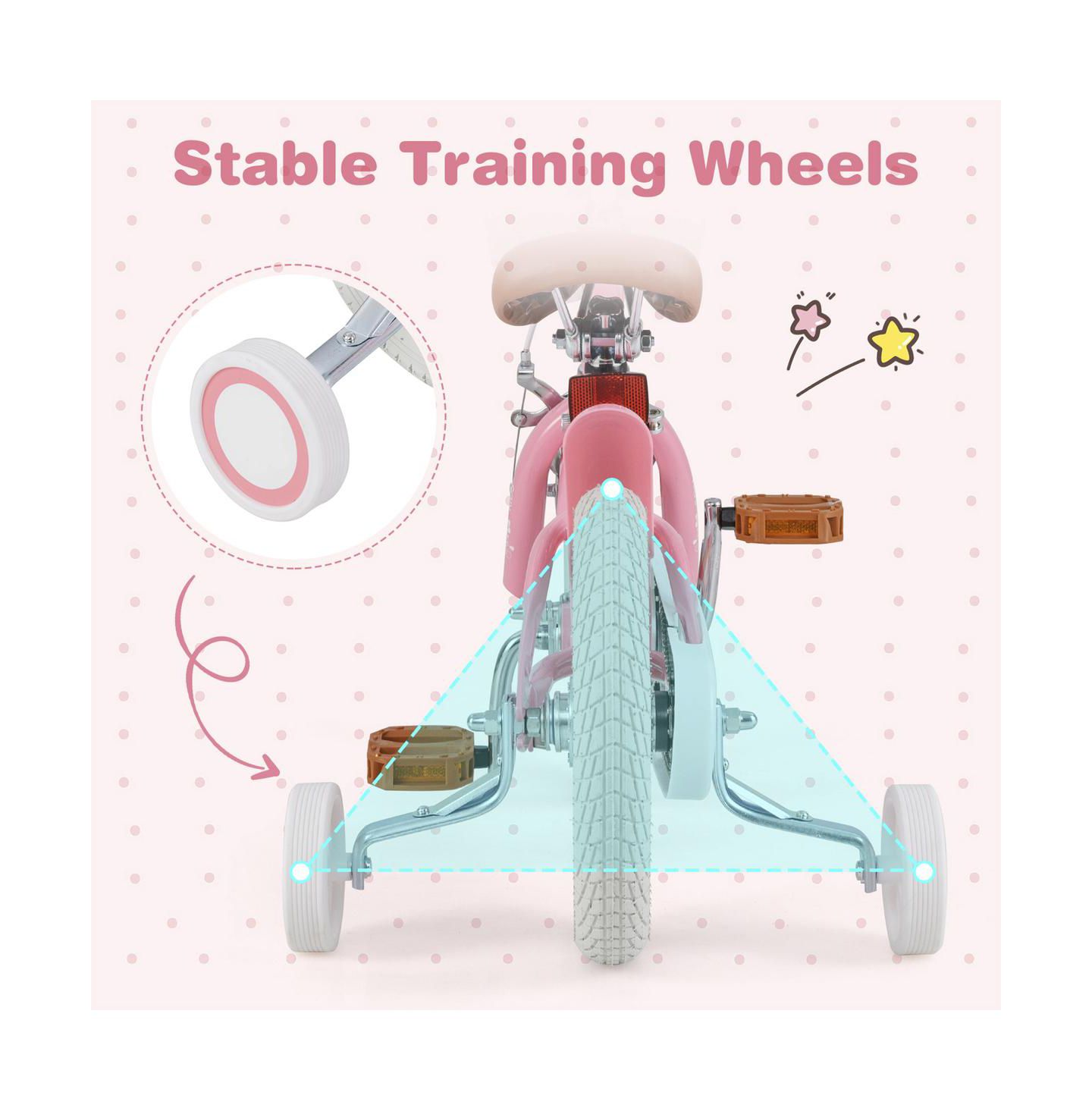 Детская игрушка SUGIFT 12 Inch Kids Bike with Removable Training Wheels and Dual Brakes, Ages 3-4, цвет: Розовый — фото 7