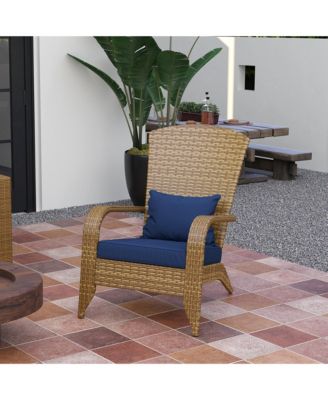 Patio Wicker Adirondack Chair with Soft Cushions, Dark