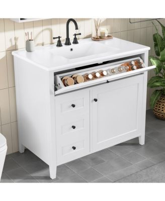 Bathroom Vanity with Sink 3 Drawers Adjustable Shelf Freestanding Storage Cabinet