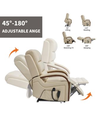 Power Lift Recliner Chair Dual Motor Infinite Position Up to 350 LBS with Solid Wood Armrests, Heat Massage and Heavy Duty Motion Mechanism