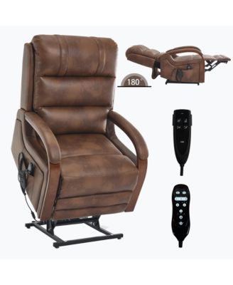 Power Lift Recliner Chair Dual Motor Infinite Position Up to 350 LBS with Solid Wood Armrests, Heat Massage and Heavy Duty Motion Mechanism