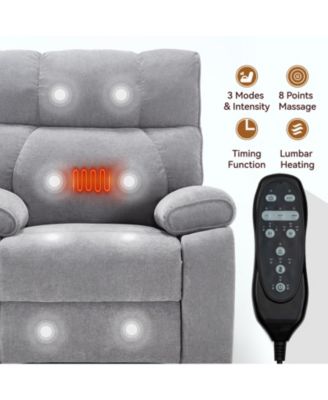 Heat Massage Dual Motor Infinite Position Up to 350 LBS Large Electric Power Lift Recliners with Hidden Cup Holders, Power-Remote