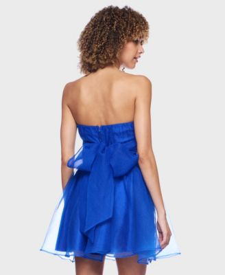 Juniors' Strapless Bow Detail Short Dress