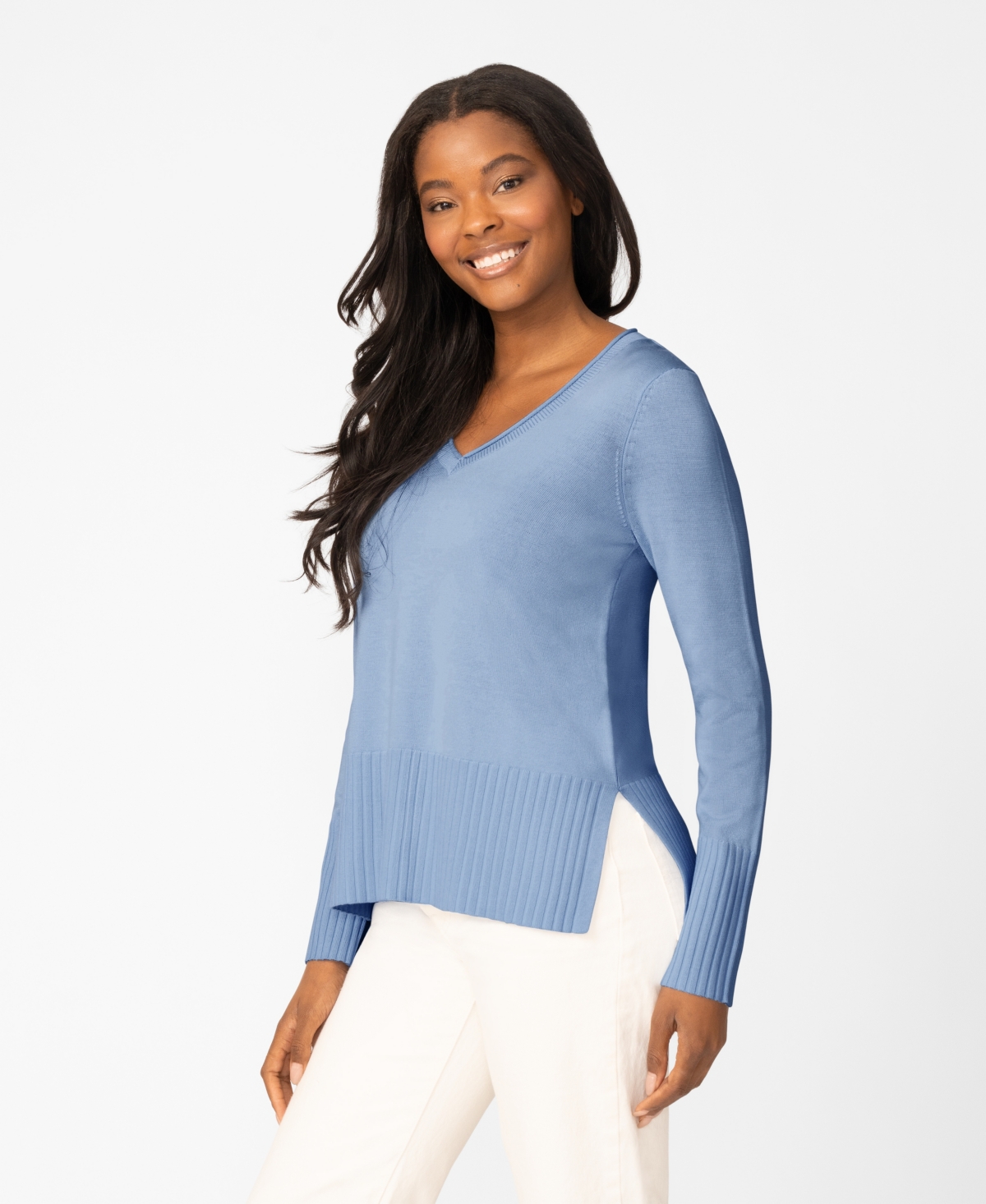 Melissa Paige Women's V-Neck Wide-Hem Wide-Cuff Sweater