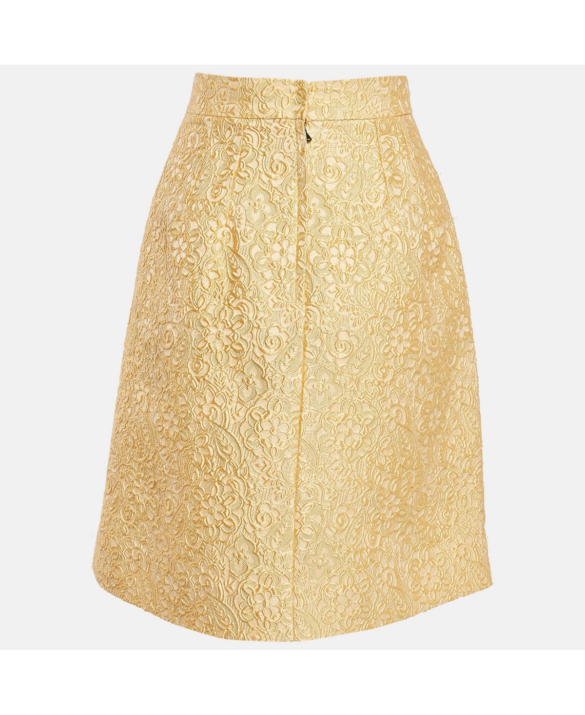 Pre-Owned Dolce & Gabbana Women's Yellow Textured Jacquard Pencil Skirt