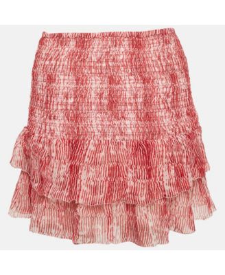 Women's Red Smocked Zelia Mini Skirt