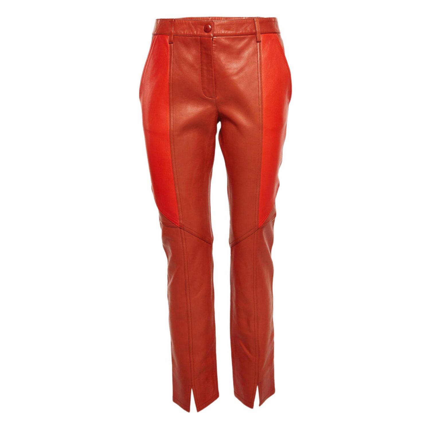 Women's Brown Patchwork Leather Pants