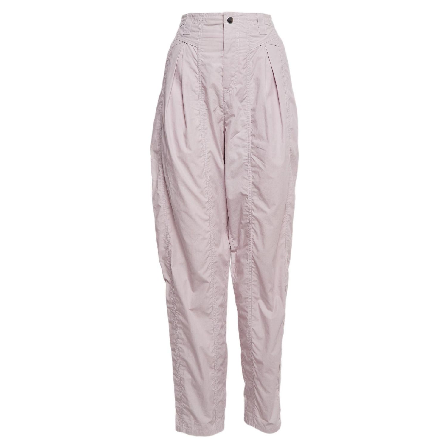 Women's Light Purple Cotton Pleated Trousers
