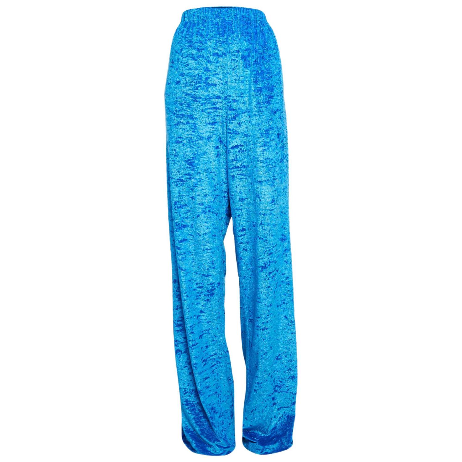 Women's Blue Velour Wide-Leg Pants