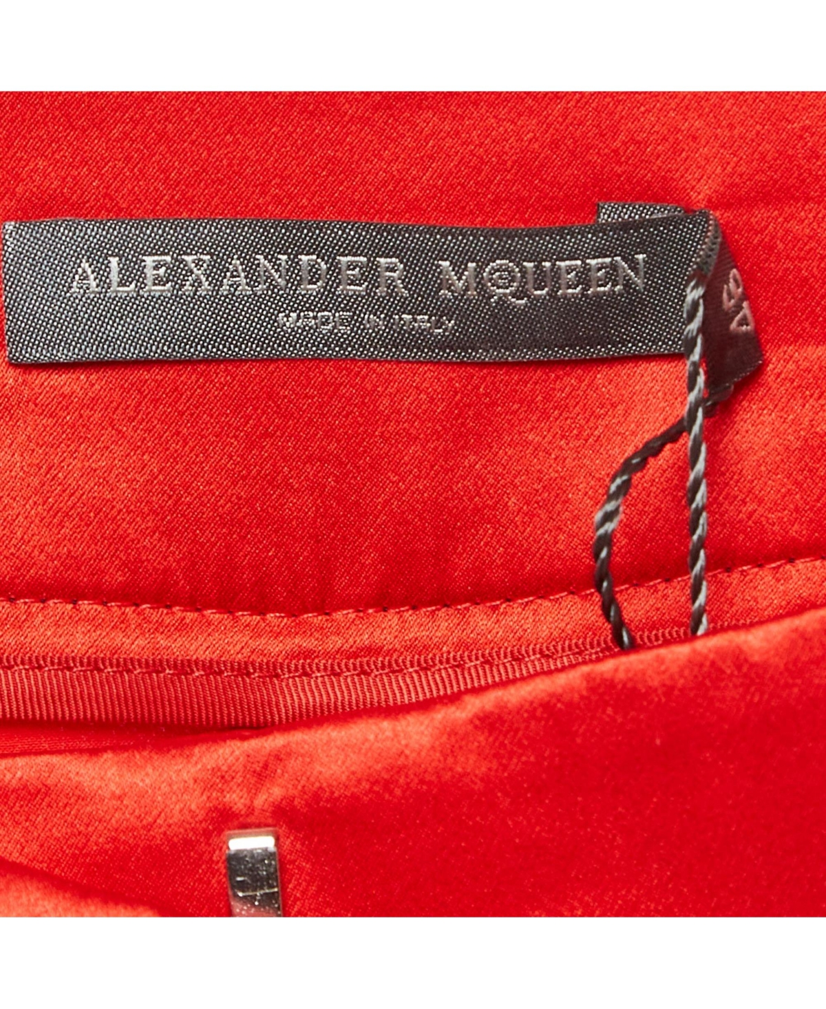 Pre-Owned Alexander Mcqueen Women's Red Satin Silk Wide-Leg Pants