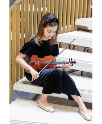 Big Girls Black Velvet Jumpsuit