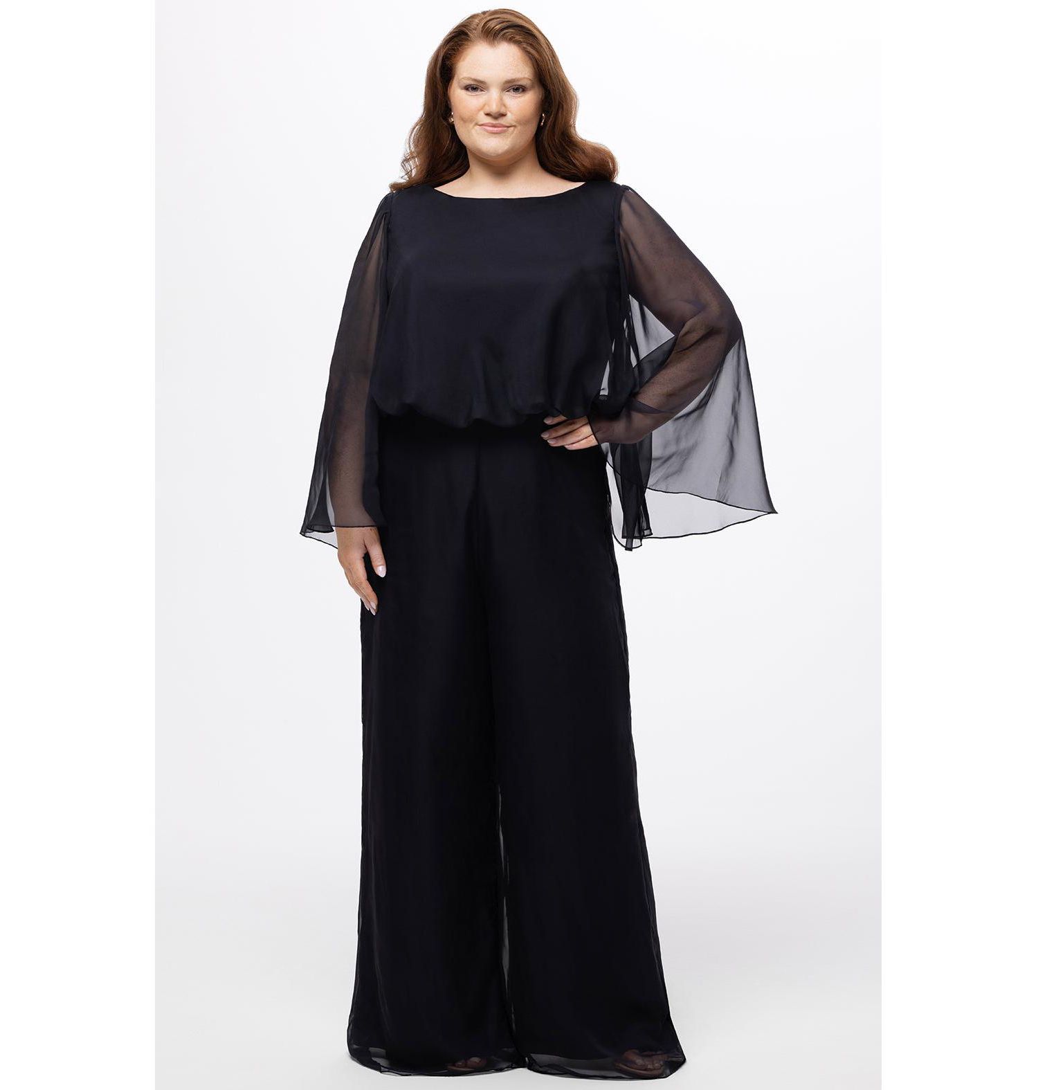 Women's Scoop Neck Wide Leg Jumpsuit with Sleeves