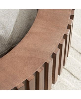 Streamdale 31.49" Round Coffee Table with Storage, Modern Walnut Pedestal Table