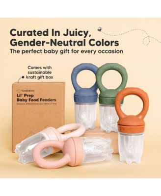 2-Pack Prep Baby Food Feeder, BPA-Free Silicone Baby Fruit Feeder for Teething, 6-12 Months BLW Feeding Essentials