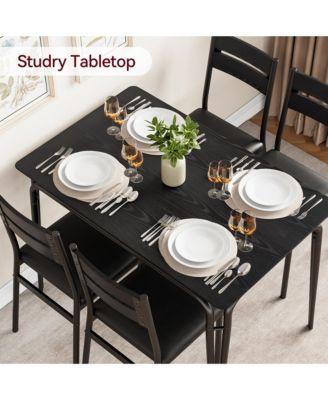 5 Piece MDF Dining Table for 4, Small Table and Chairs Set of 5, Dinette Set for 4