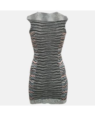 Women's Black Zig Zag Stretch Knit Mini Bodycon Dress