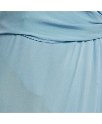 Women's Collection Blue Silk Drape Detail Maxi Dress