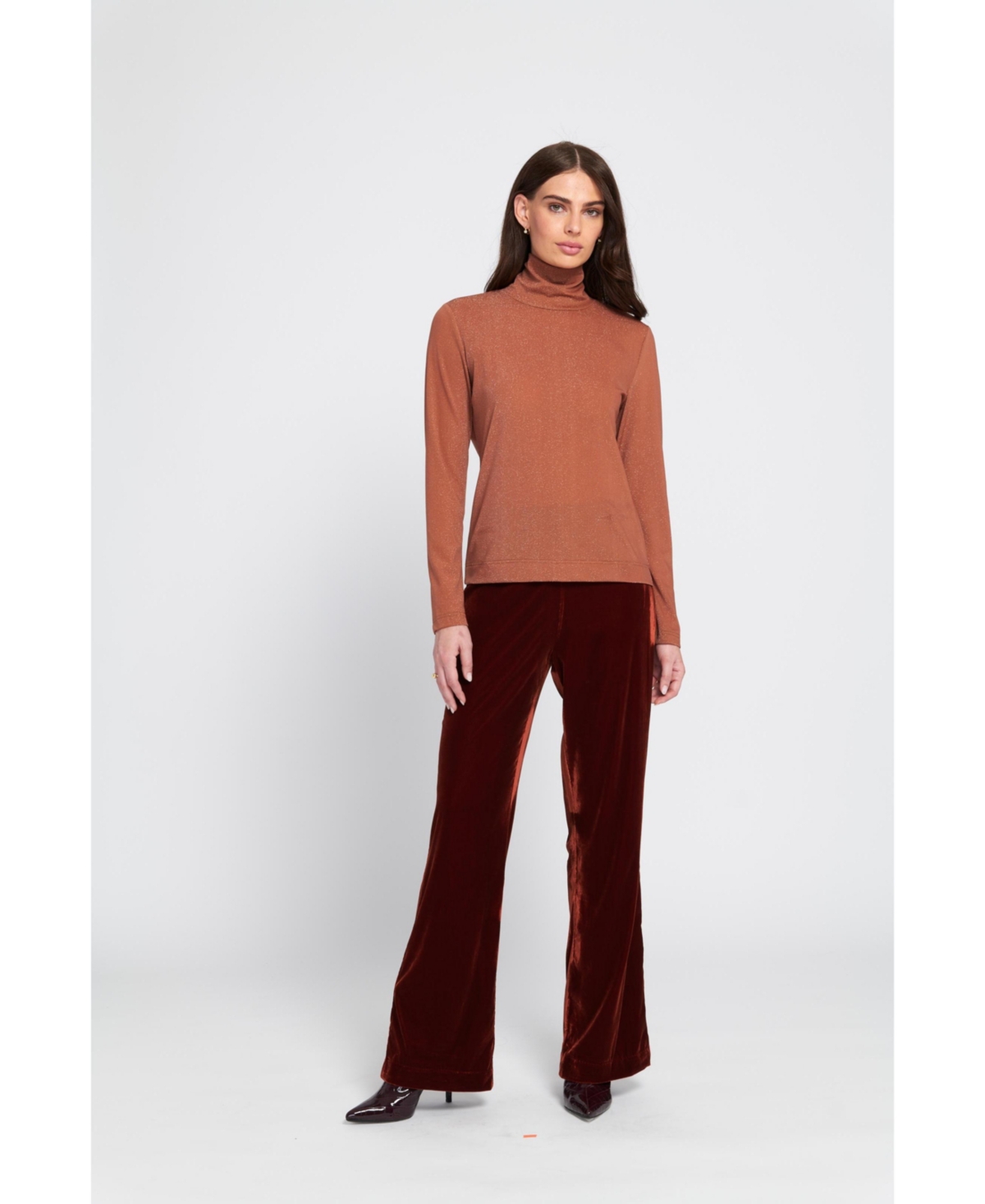 Elle Collection Women's Knit Turtleneck Top Solid