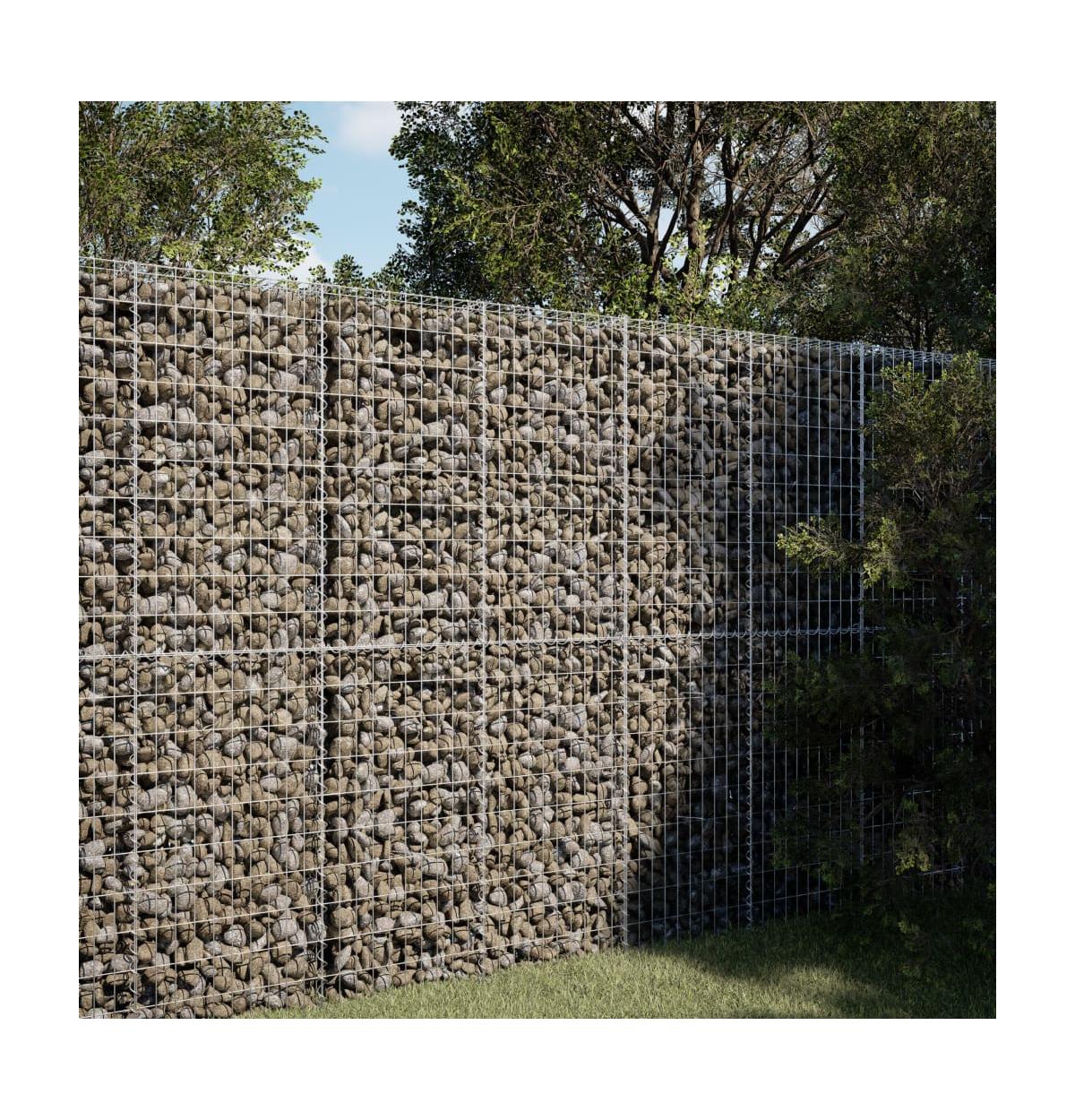 Gabion Basket Silver Galvanized Iron Wire 39.4 x 39.4 x 78.7 in