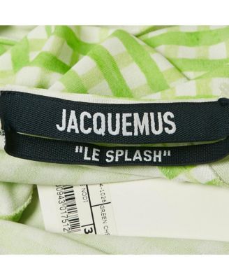 Women's Green Checkered Print Jersey La Robe Nodi Midi Dress