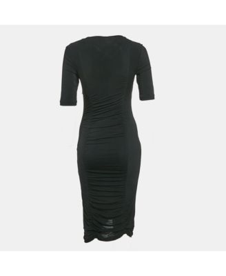 Women's Black Jersey Ruched Bodycon Dress