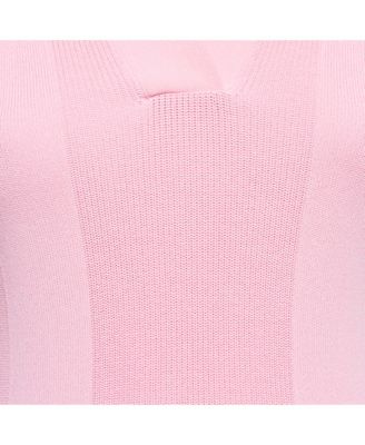 Women's Pink Rib Knit Back Open Mini Dress