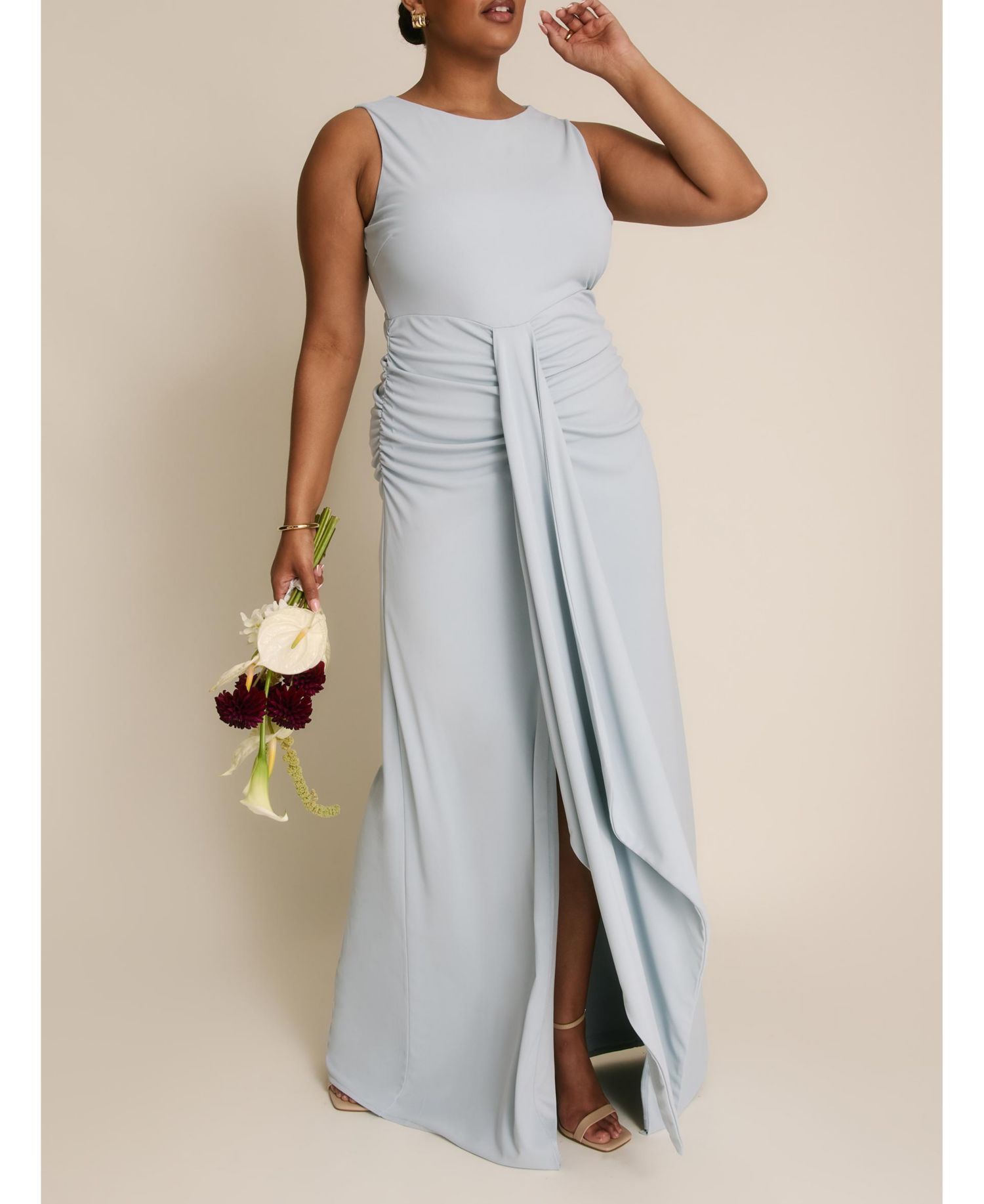 Women's Drape Gathered Sleeveless Stretch