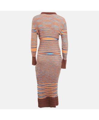 Women's Brown Rib Knit La Robe Zucca Midi Dress