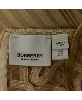 Women's Beige Lace And Crepe Pleated Stud Detail Short Slip Dress