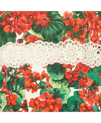 Women's Multicolor Floral Print Crepe Lace Panel Detail Midi Dress