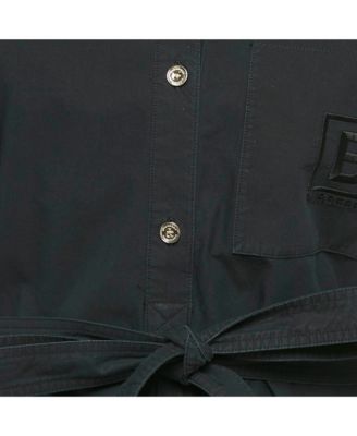 Women's Navy Blue Cotton Belted Mini Dress