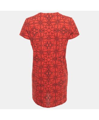 Women's Red Micro Cordelieres Cotton T-Shirt Dress