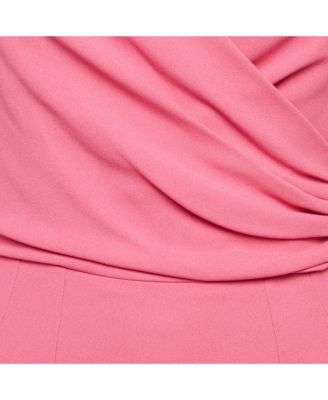 Women's Pink Crepe Crossover Neck Mini Dress