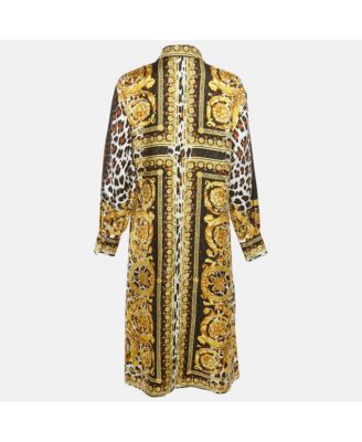 Women's Tribute Black Silk Wild Baroque Ss 1992 Shirt Dress