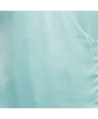 Women's Mint Green Satin V-Neck Short Dress