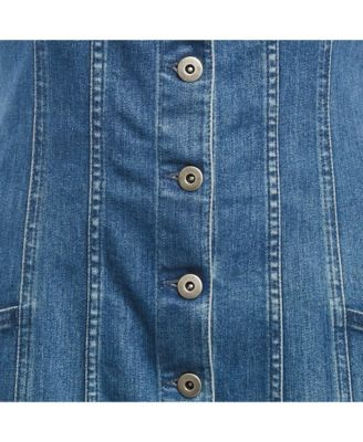 Women's Blue Denim Scoop Neck Mini Dress