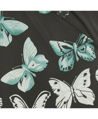Women's Black Butterfly Print Jersey One Shoulder Dress