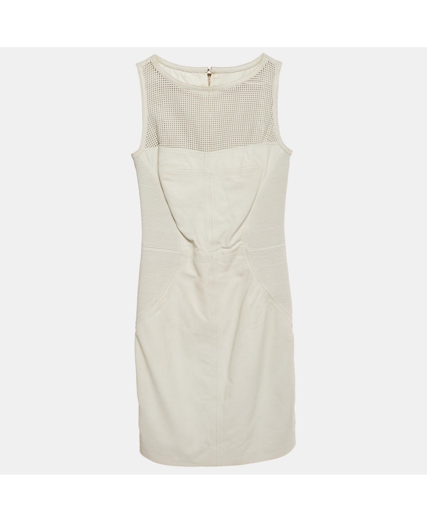 Women's Collection White Leather Sleeveless Mini Dress