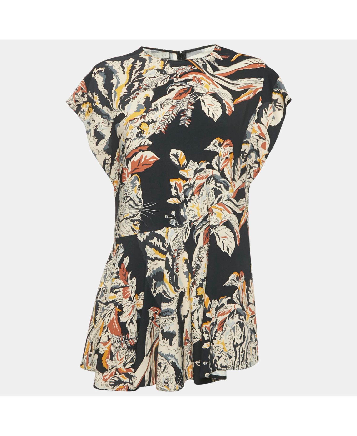 Women's Navy Blue Printed Crepe Asymmetric Mini Dress